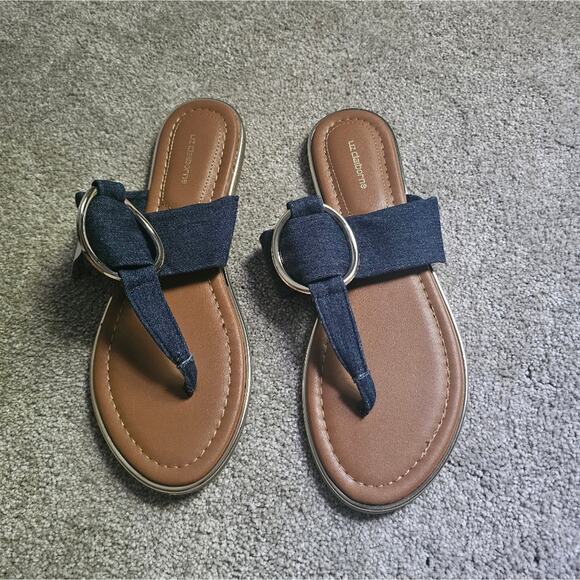 Liz Clairborne Denim Blue Sandals Size 8.5 - Picture 1 of 8